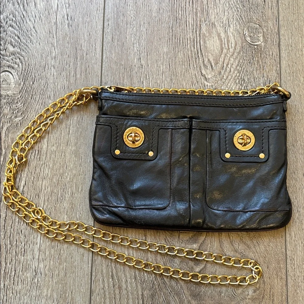 00’s Marc by Marc Jacobs Totally Turnlock Percy Crossbody Black Leather Mini Bag